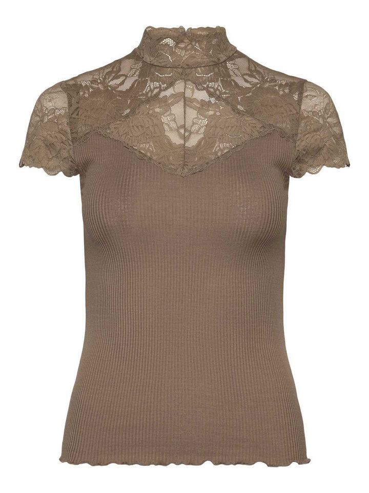 Beatha Silk Capsleeve Lace T-shirt Walnut