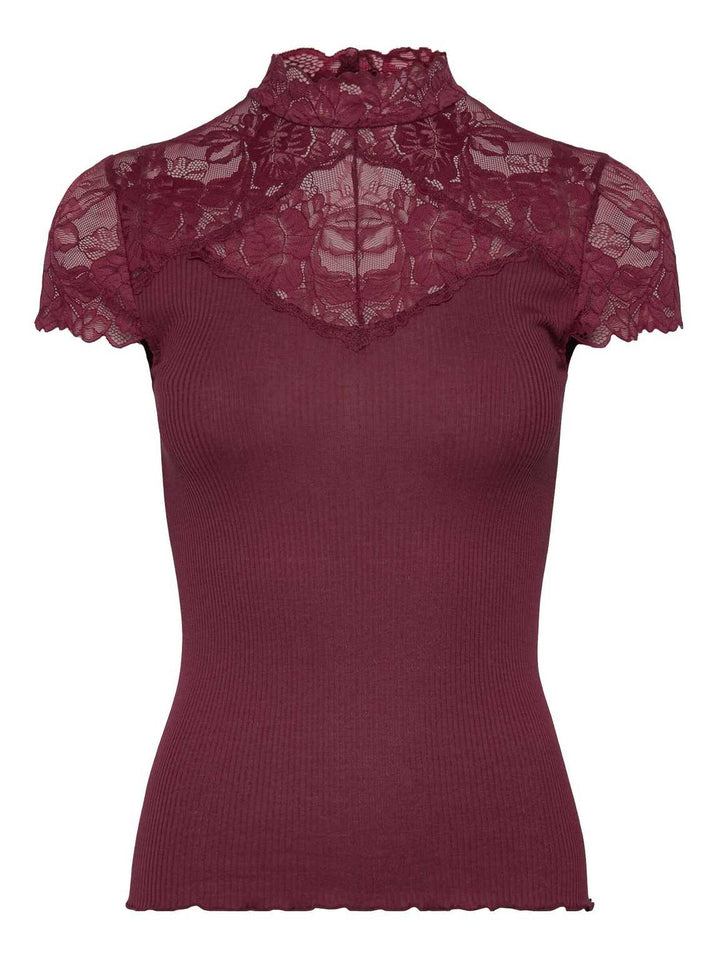Beatha Silk Capsleeve Lace T-shirt Windsor Wine
