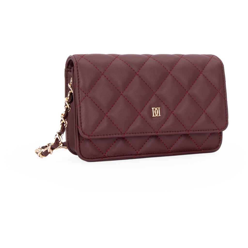 Leather Quilted Mini Bag Maroon