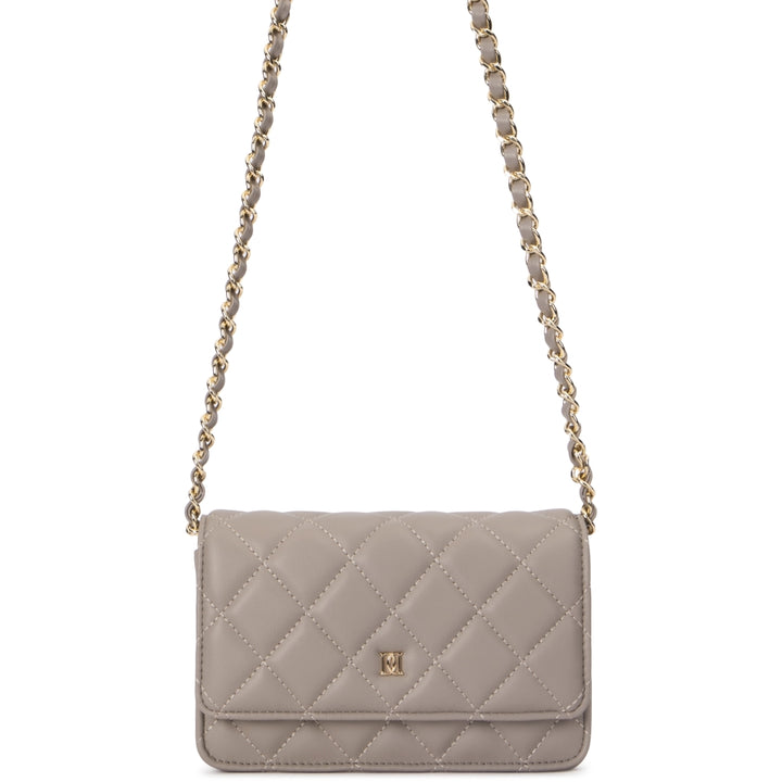 Leather Quilted Mini Bag Taupe