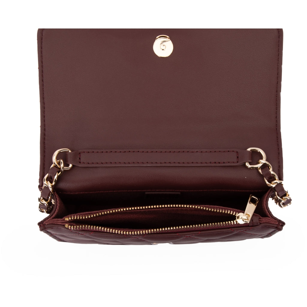 Leather Quilted Mini Bag Maroon