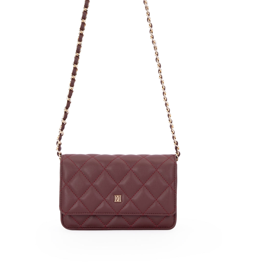 Leather Quilted Mini Bag Maroon