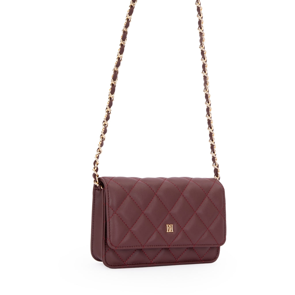 Leather Quilted Mini Bag Maroon