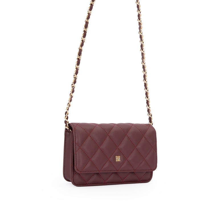Leather Quilted Mini Bag Maroon
