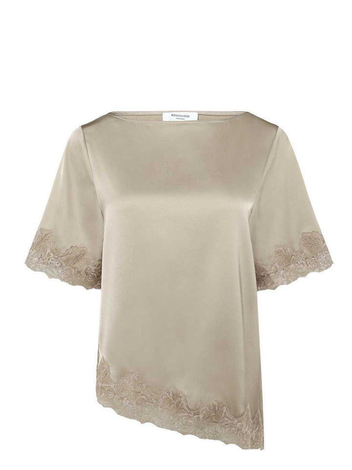 RWPatricia Silk SS Lace Boatneck Pusero Mocha Meringue