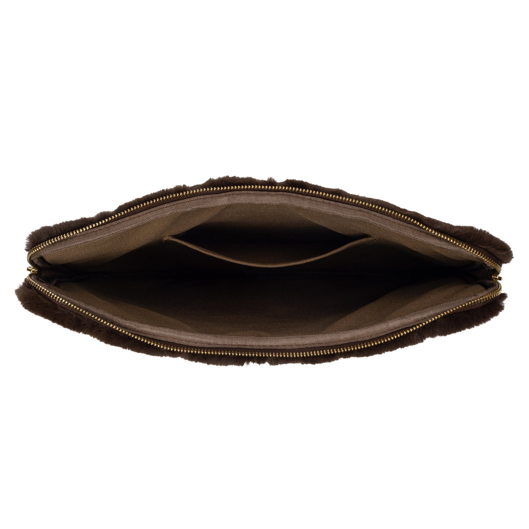 DARK Department Faux Fur Quilted Mac Cover Chocolate Brown