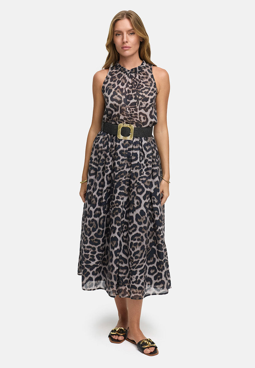 Cotton Voile Mekko Leopard