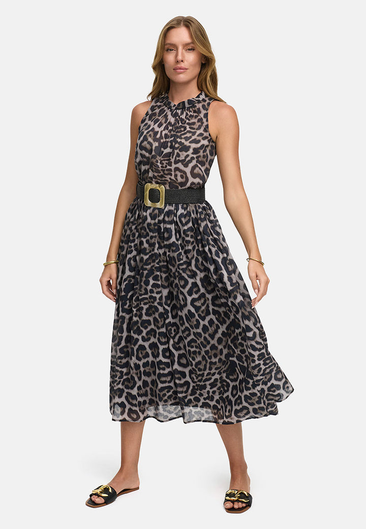 Cotton Voile Mekko Leopard