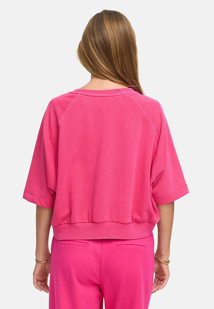 Sweatshirt in Garment-Dye Logo Pink