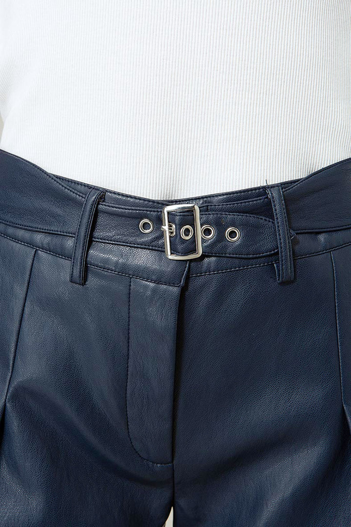 Vegan Leather Housut Navy