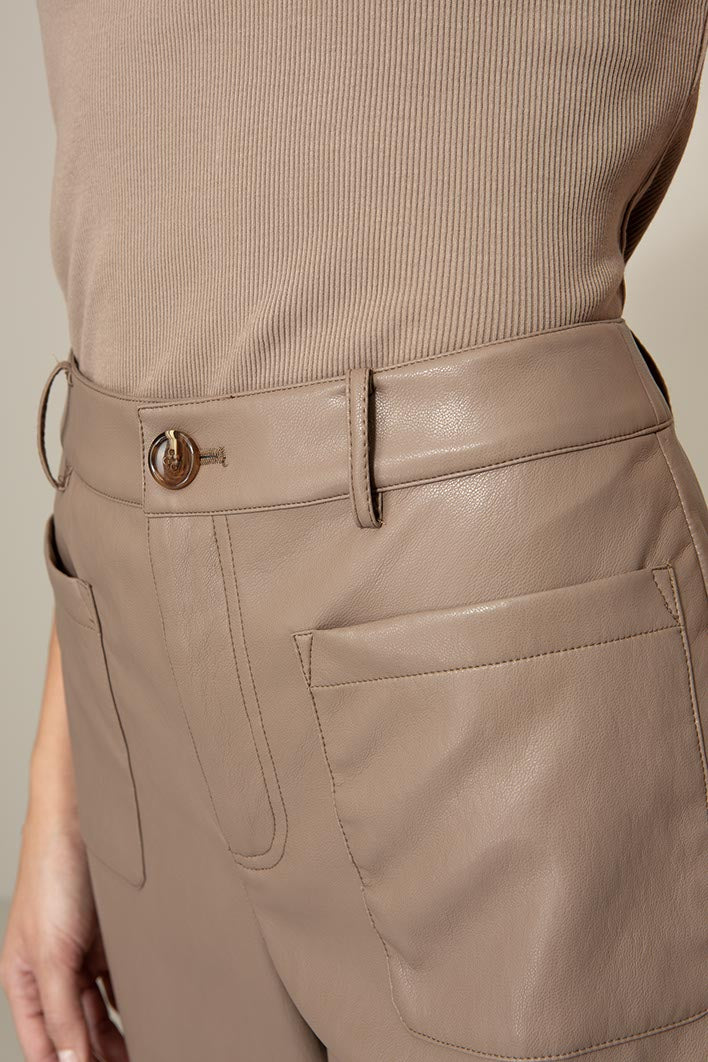 Vegan Leather Housut Taupe