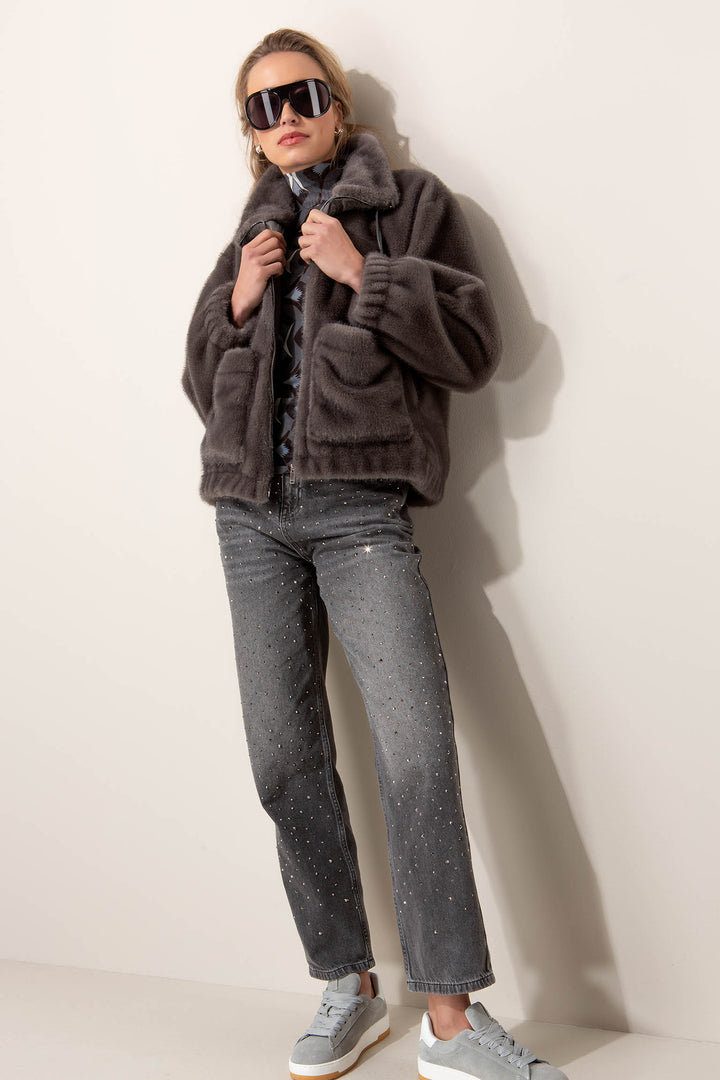 Cozy Faux Fur Takki Graphite