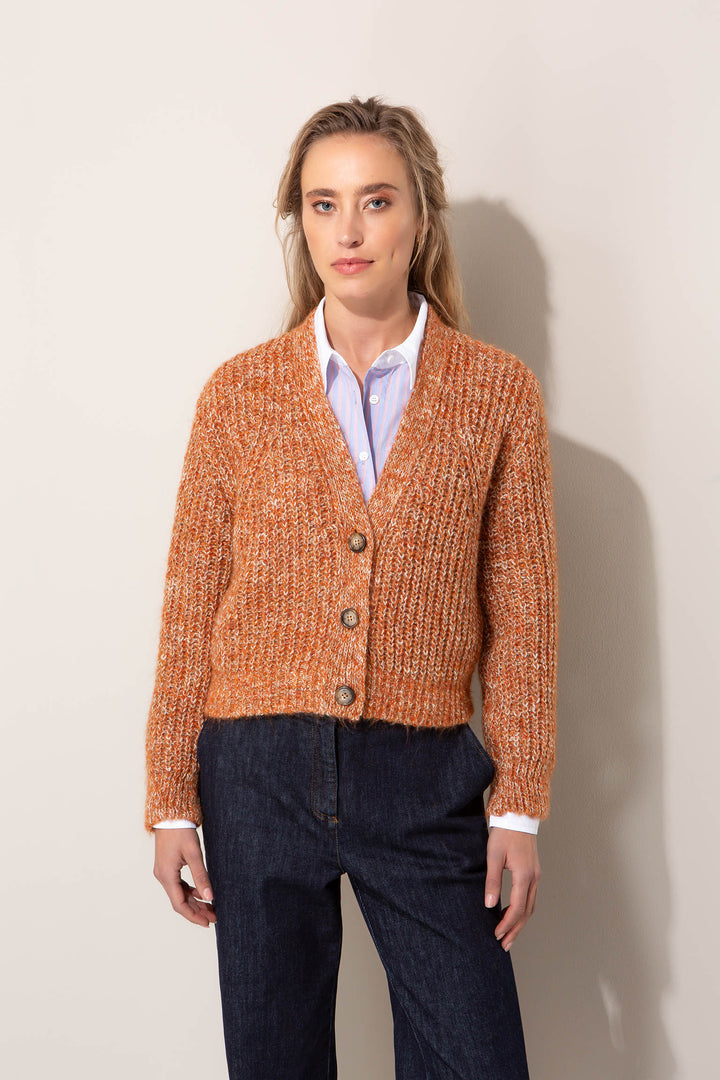 Mohair Blend Neuletakki Orange Mix