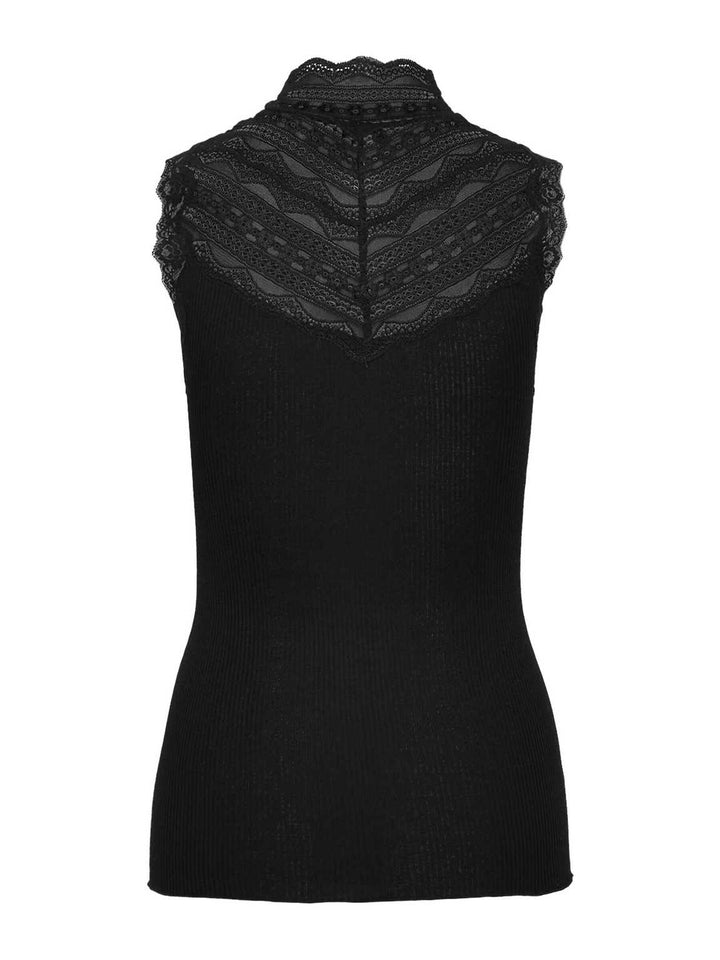 Benita Silk SL Turtleneck Lace Toppi Black