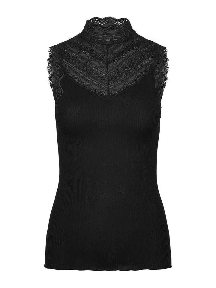 Benita Silk SL Turtleneck Lace Toppi Black
