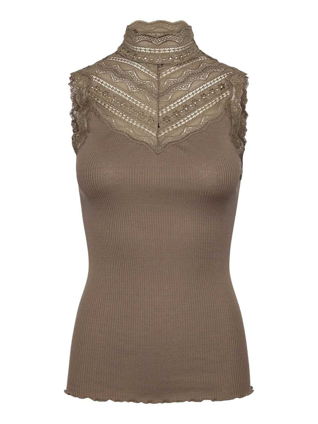 Benita Silk SL Turtleneck Lace Toppi Walnut