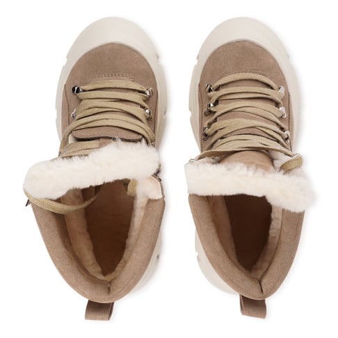 Pecol Low Shearling Boots W/ Laces Taupe