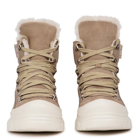 Pecol Low Shearling Boots W/ Laces Taupe