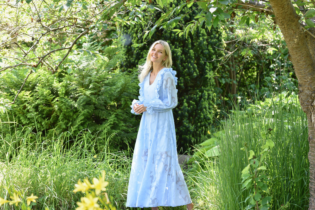 Floretta Ruffle Mekko Light Blue
