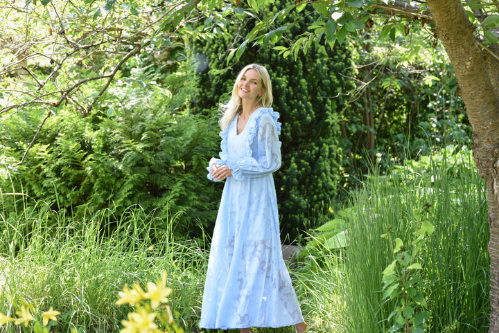 Floretta Ruffle Mekko Light Blue