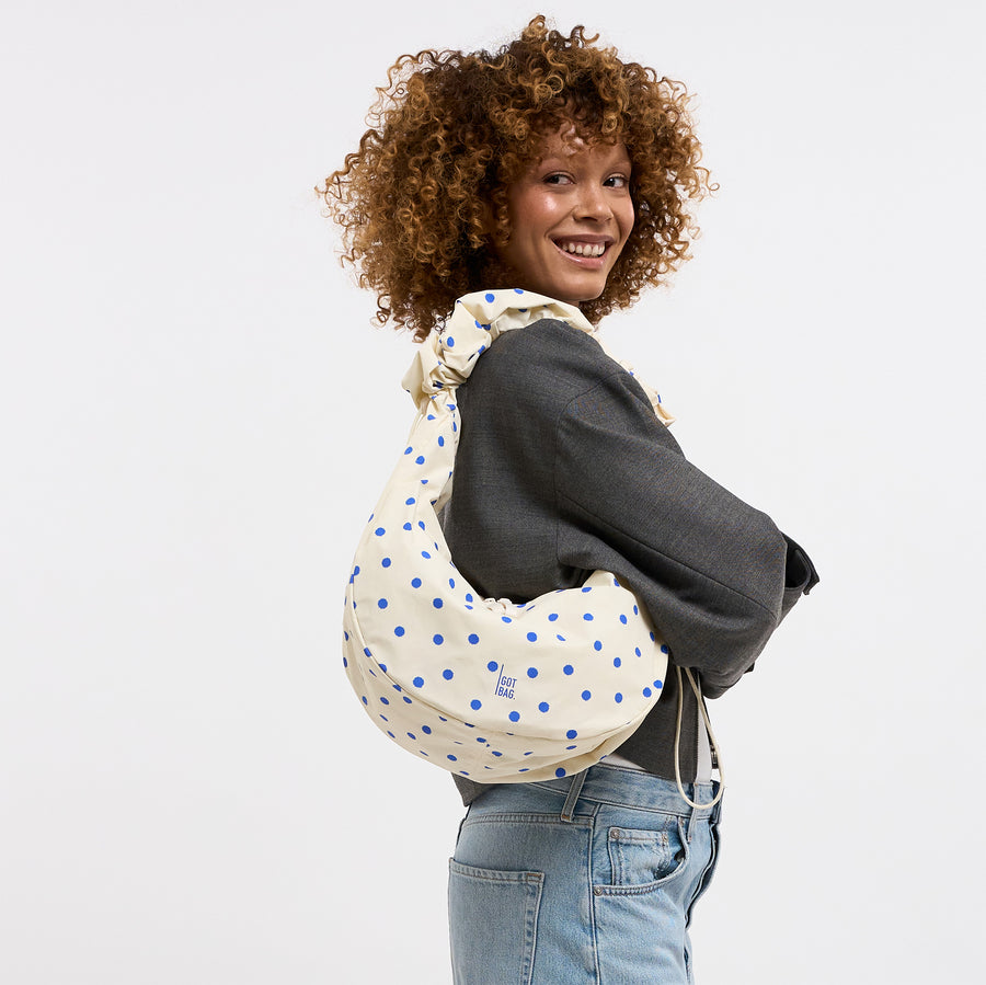 Moon Bag Ruffle Dot Cream