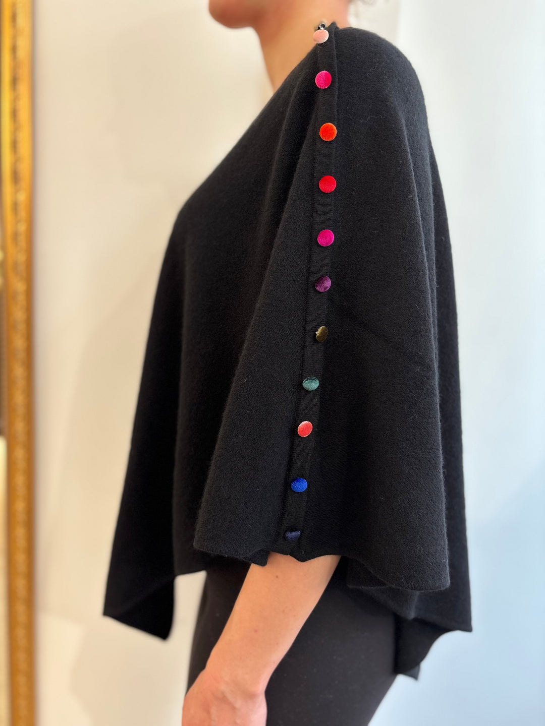 Color Dot Poncho Black