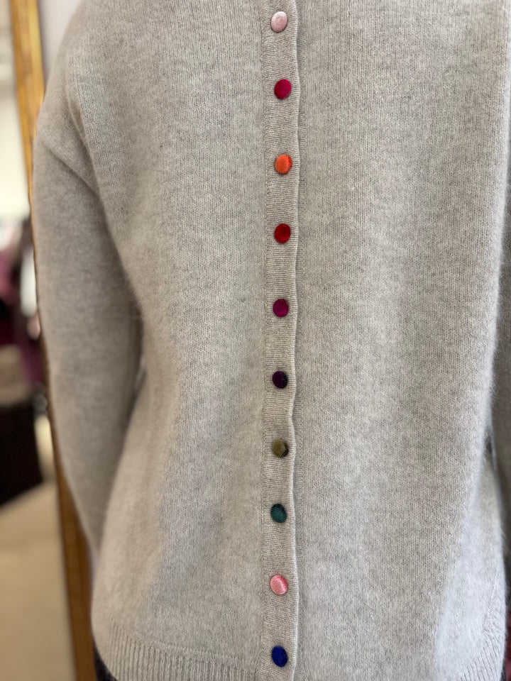 Rosette Button Back Raccoon Mix Neule Natural Beige