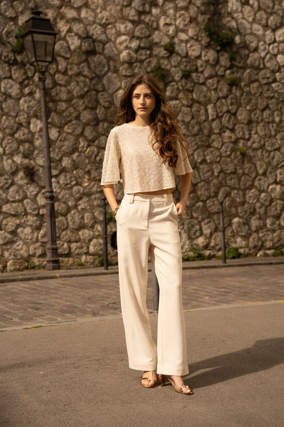 Sequin Lace Pusero Champagne