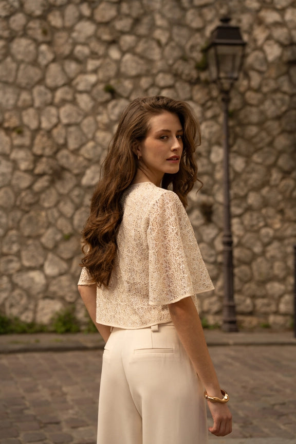Sequin Lace Pusero Champagne