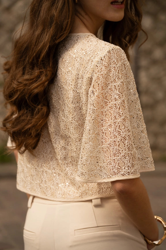 Sequin Lace Pusero Champagne