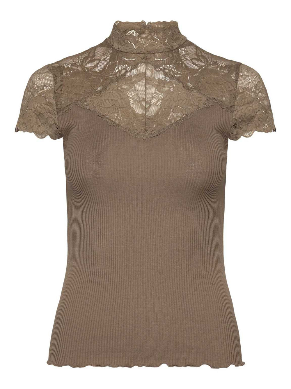 Beatha Silk Capsleeve Lace T-shirt Walnut - Rosemunde - My Milou