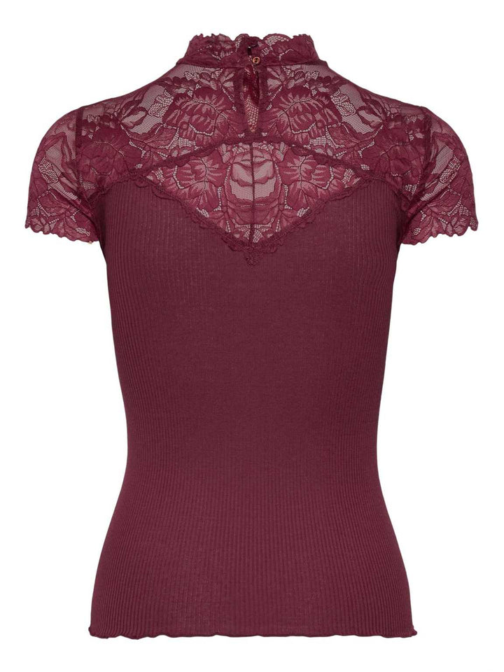 Beatha Silk Capsleeve Lace T-shirt Windsor Wine - Rosemunde - My Milou
