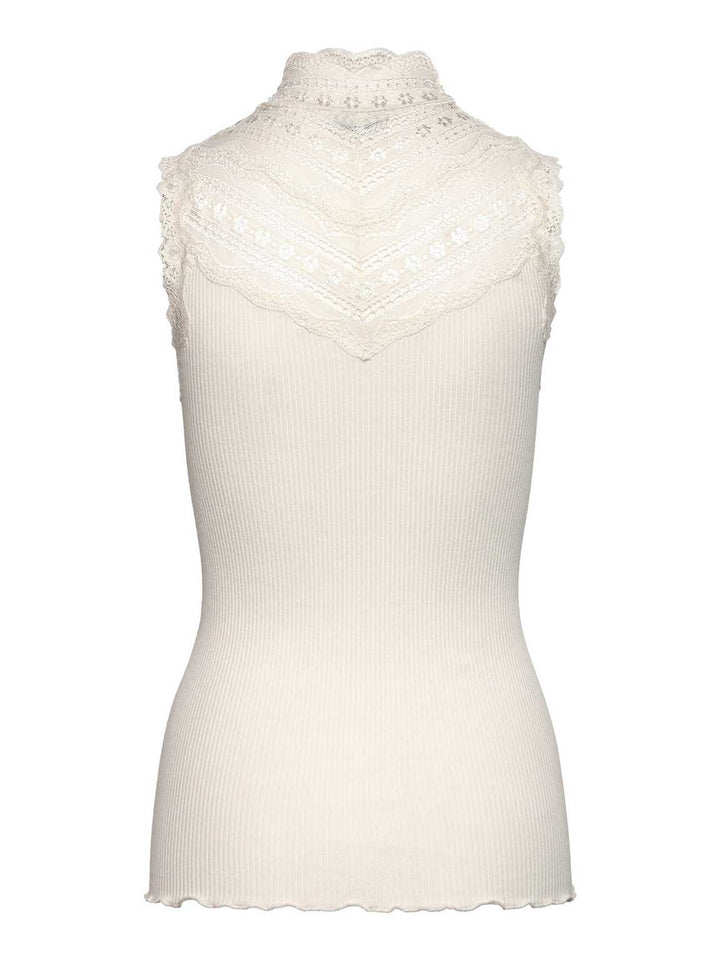 Benita Silk SL Turtleneck Lace Toppi Ivory - Rosemunde - My Milou