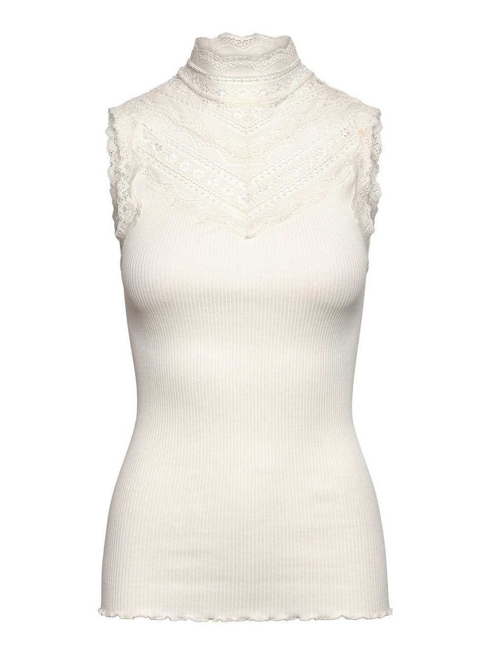 Benita Silk SL Turtleneck Lace Toppi Ivory - Rosemunde - My Milou