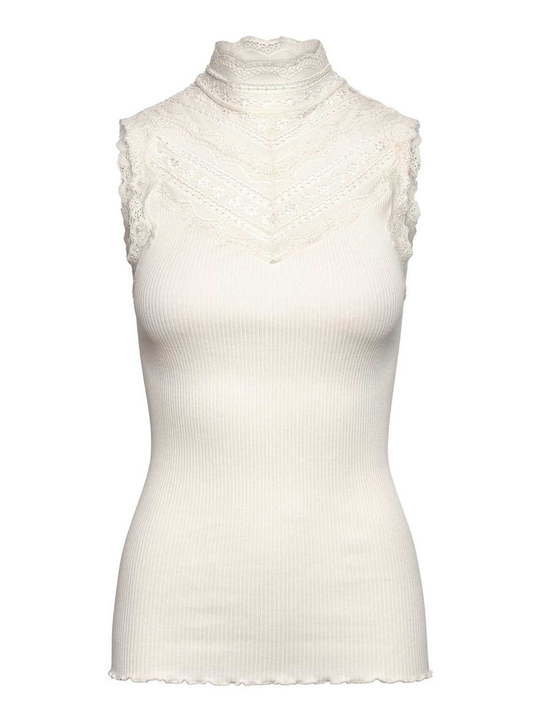 Benita Silk SL Turtleneck Lace Toppi Ivory - Rosemunde - My Milou