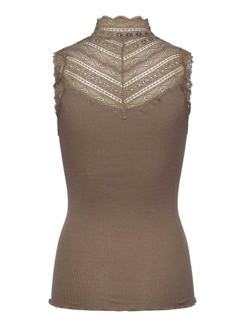 Benita Silk SL Turtleneck Lace Toppi Walnut - Rosemunde - My Milou