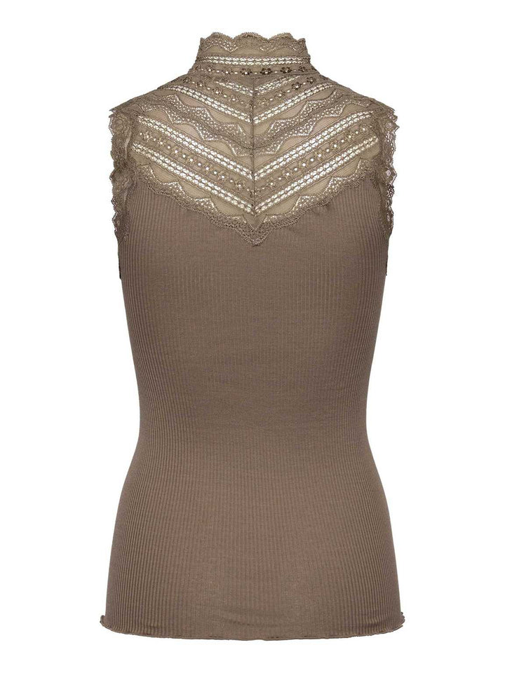 Benita Silk SL Turtleneck Lace Toppi Walnut - Rosemunde - My Milou