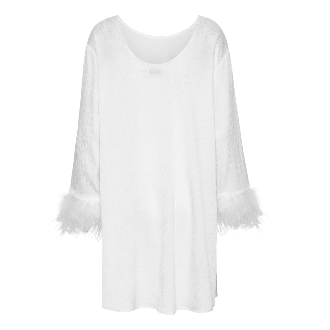 Brady Feather Mekko White - A - VIEW - My Milou