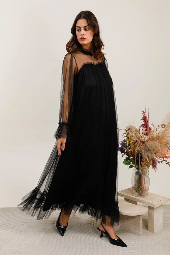 Iryna Long Tyllimekko Black