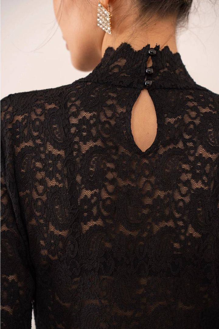 Carol High-Neck Lace Pusero Black - CHOKLATE PARIS - My Milou