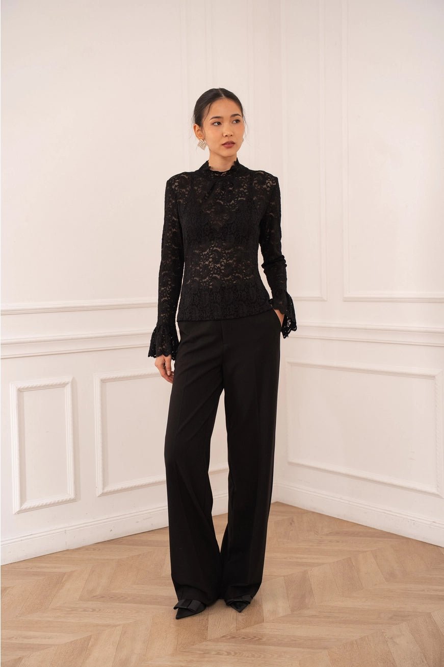 Carol High-Neck Lace Pusero Black - CHOKLATE PARIS - My Milou