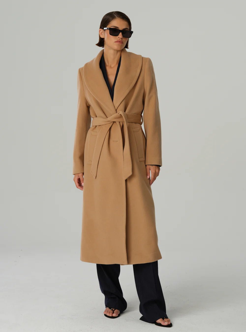 Cashmere Coat W Clareta Belt Black - Sand Copenhagen - My Milou