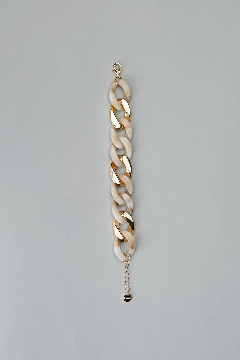 Chain Bracelet Beige With Gold - BOW19 - My Milou