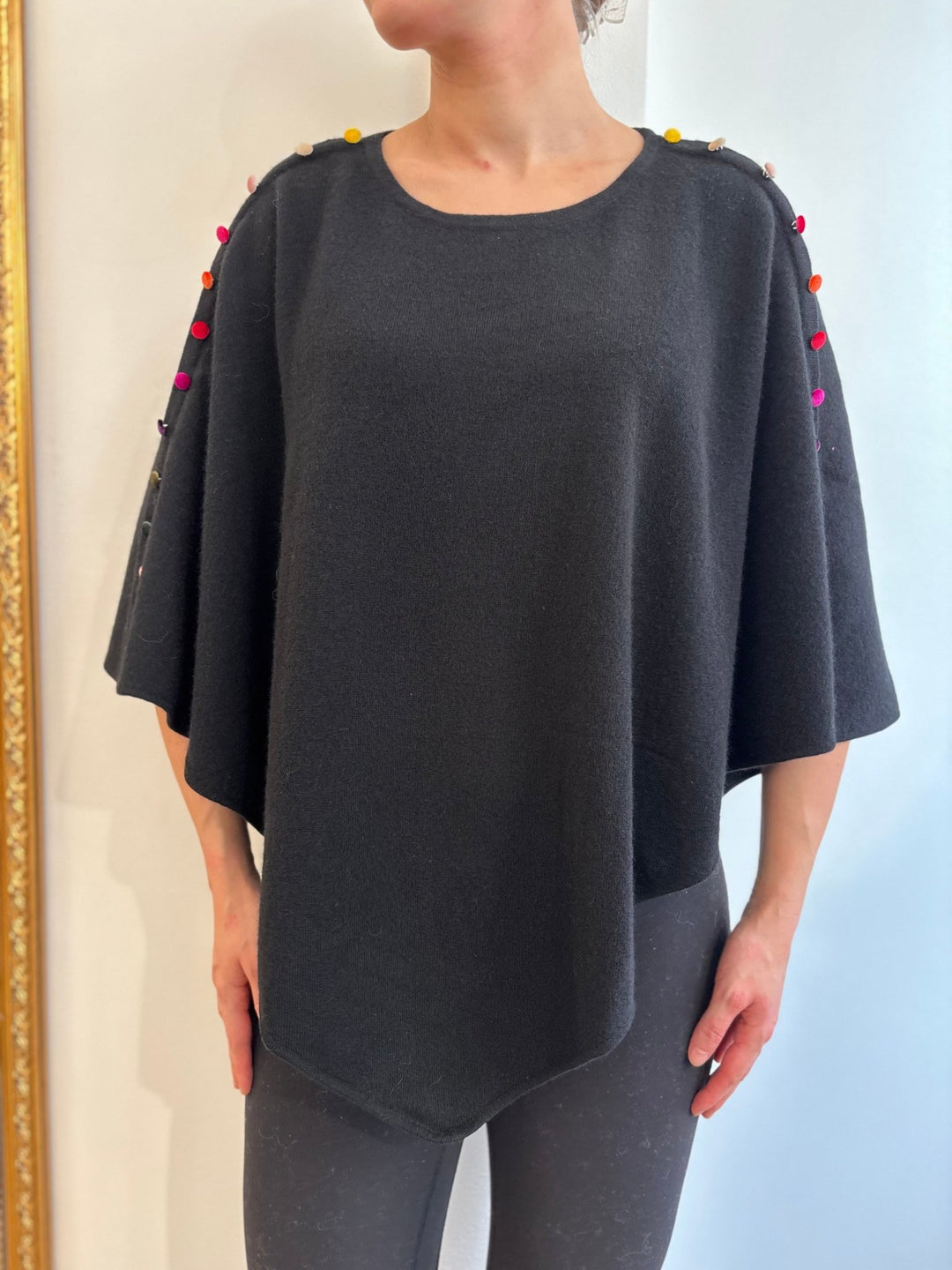 Color Dot Poncho Black - Estheme Cachemire - My Milou