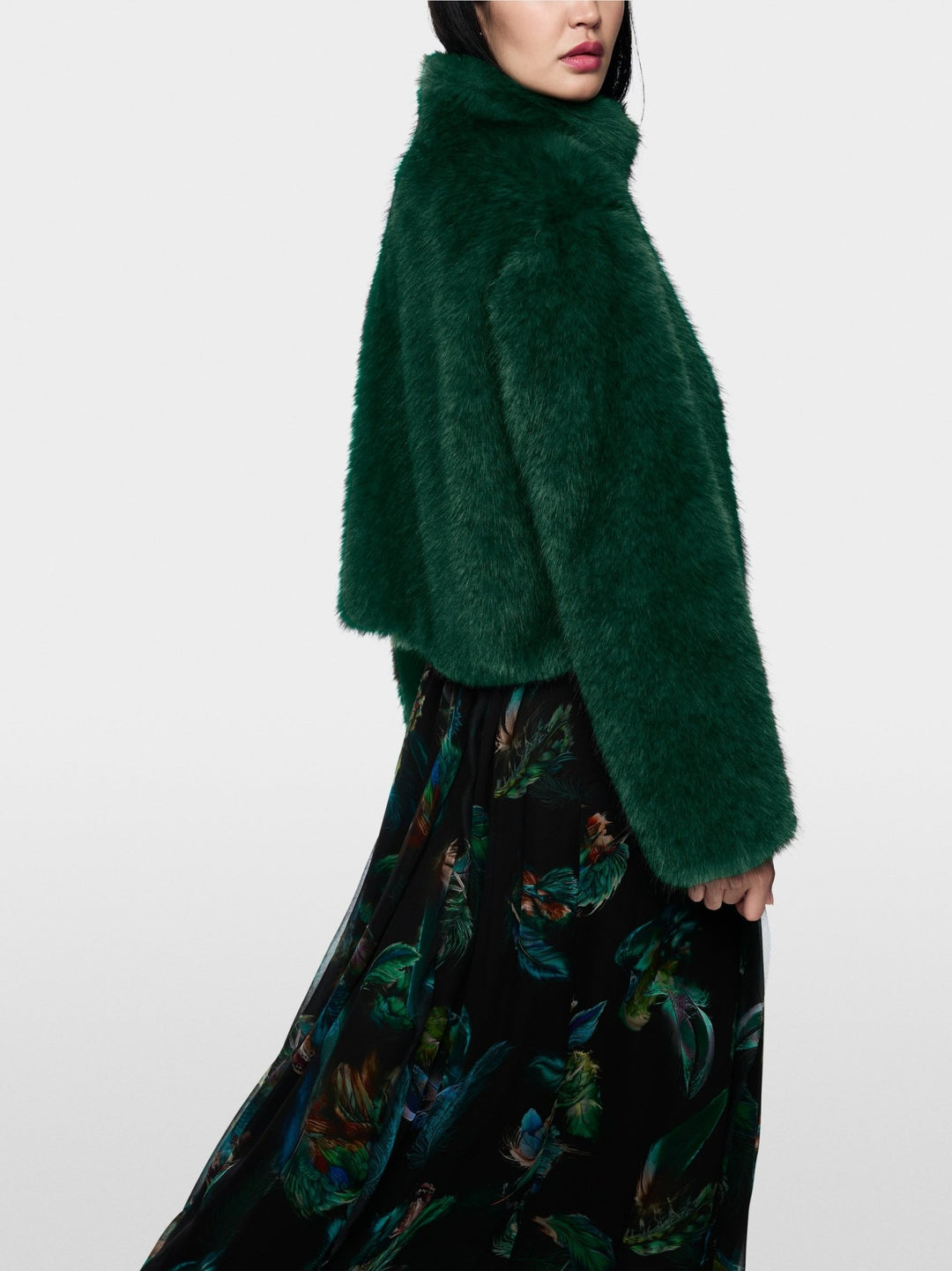 Cosy Faux Fur Jacket Dark Jade Green - Marc Cain - My Milou