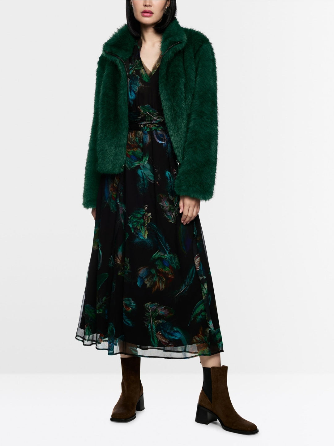 Cosy Faux Fur Jacket Dark Jade Green - Marc Cain - My Milou