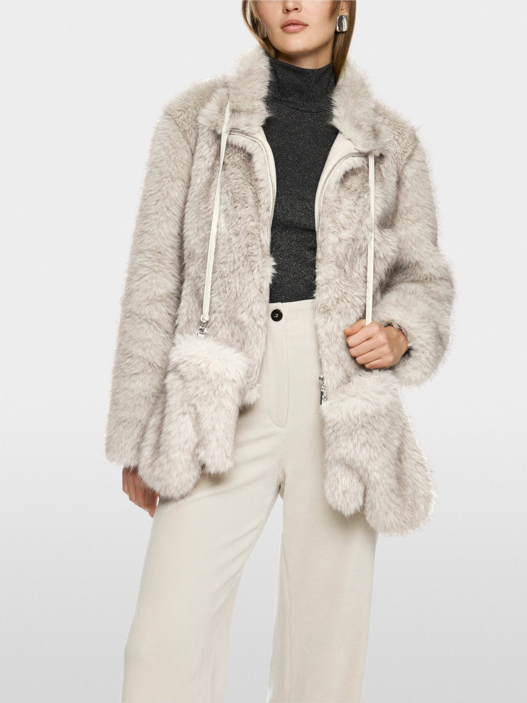 Cosy Faux Fur Mittens Smoke - Marc Cain - My Milou
