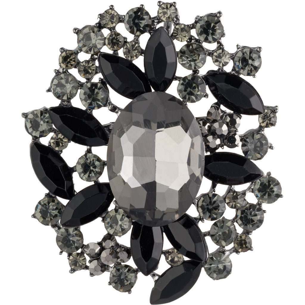 Crystal Oval Brooch Black Gun - DARK Department - My Milou