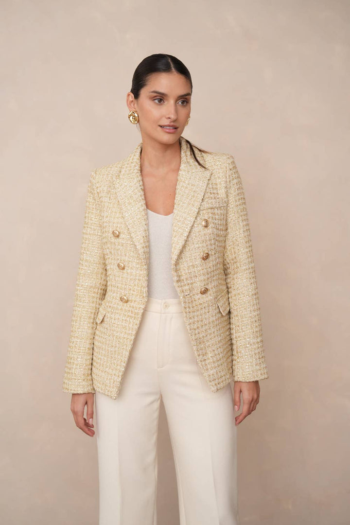 Double Breasted Blazer Jacket Ecru Gold - CHOKLATE PARIS - My Milou