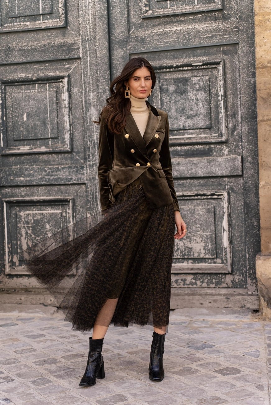 Double-Breasted Velvet Bleiseri Khaki - CHOKLATE PARIS - My Milou